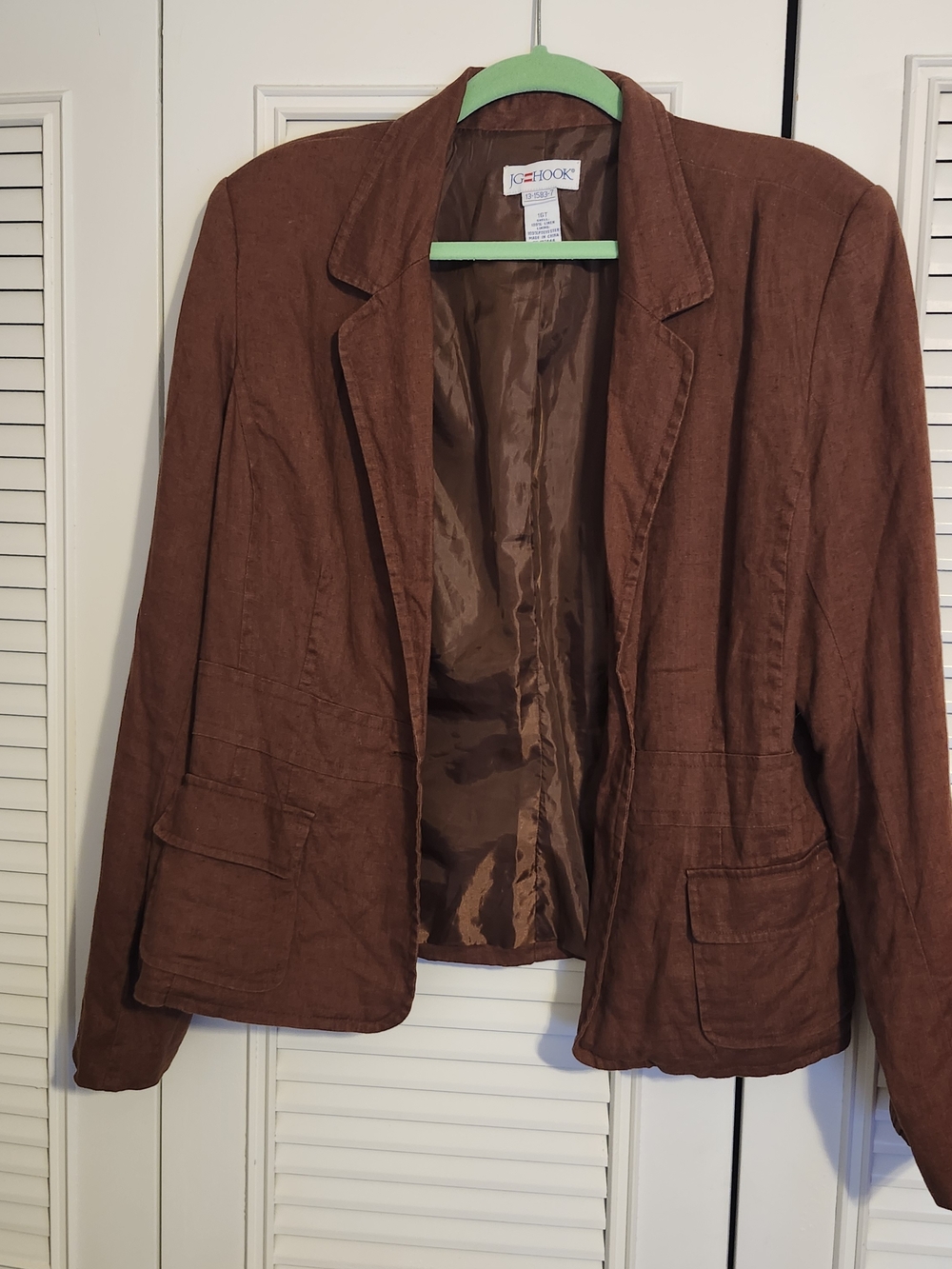 Kensie Rust Brown Linen-Blend Blazer